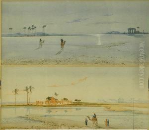 Figures On Camels Before The Nile And Another