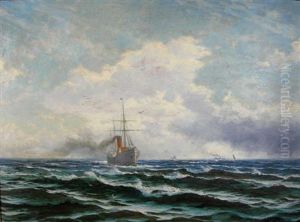 A Steamer Making Its Way Through Choppy Seas by John Howard Lyon