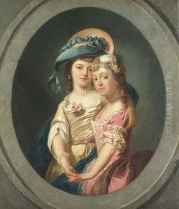 Portrait Of Miss Lucy And Miss Frances Carpenter by Pierre Joseph Lyon
