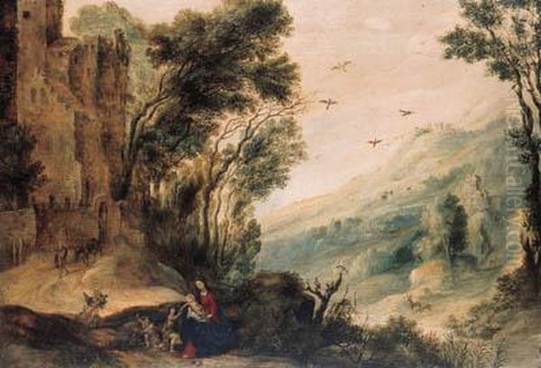 An Extensive Landscape With The Rest On The Flight Into Egypt - view 1