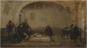 Interior With Figures by Nikoforos Lytras