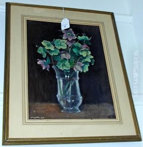 Still Life Of Flowers In A Glass Vase by Neville Stephen Lytton