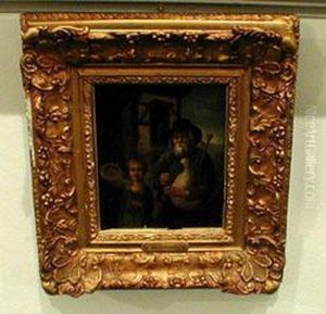 The Old Bagpiper And Boy by E. Maas