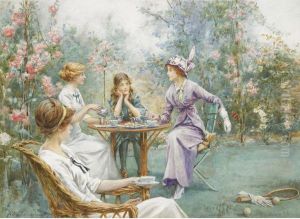 Afternoon Tea At The Tennis Party by Charles MacIvor or MacIver Grierson