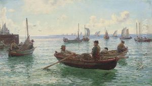 Lobster Fishermen Leaving Harbour by Hamilton Macallum