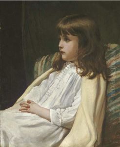Portrait Of A Girl, Seated Three-quarter Length, In A White Dress by Blanche F MacArthur