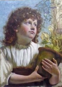 Girl With Flower Pot by Norman Macbeth