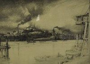 Industrial Riverside Scene by Henry Macbeth-Raeburn