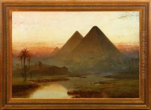 The Pyramides Of Giza. Signed. Dated 1873 by Andrew MacCallum