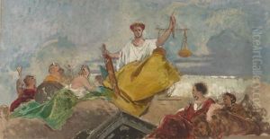 Studio Preparatorio Per Affresco Non Realizzato Al Palazzo Della Consulta Di Roma by Cesare Maccari