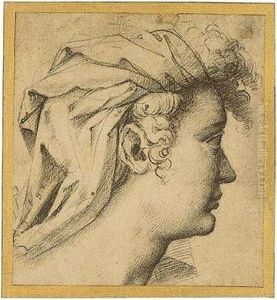Study Of The Head Of A Turbaned Woman by Girolamo Del Crocifissaio (see Macchietti)