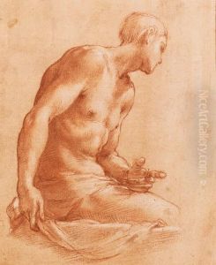 A Partly Draped Nude Seated On A Balustrade by Girolamo Del Crocifissaio (see Macchietti)