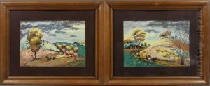 Farm Scenepaintings by Alexander Macco