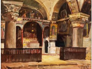 Blick In Die Helenenkapelle Dergrabeskirche by Georg Macco