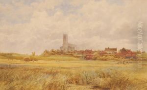 Harvest View Towards A Cathedral Town by James Macculloch