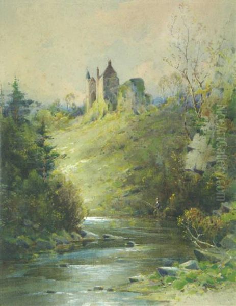 An Angler By A Castle - view 1