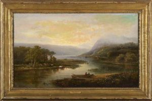 "hudson River Valley Landscape With Twofigures In A Boat" by James McDougal Hart