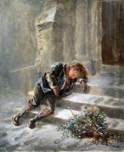 Urchin On A Doorstep In The Snow by William MacDuff