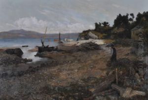Fishing Beach Scene by William Stewart MacGeorge
