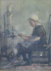 Young Girl Spinning by Hannah Clarke Prest. Macgoun