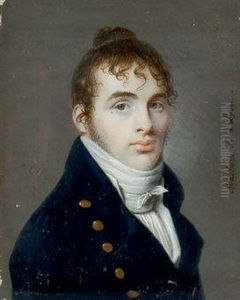 Portrait D'homme En Buste A La Veste Bleue