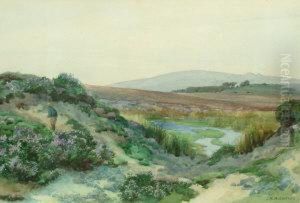 Macintosh Rba -- Moorland Scene With A Lone Figure; Watercolour, Signed, 28.4x39cm. Provenance: With The Gallery, Reigate, According To Label Attached To The Reverse