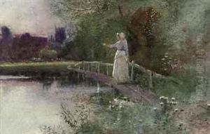 Watching The Harvest (illustrated) by Thomas Mackay