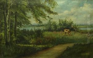 Landschaft Mit Weidender Kuh