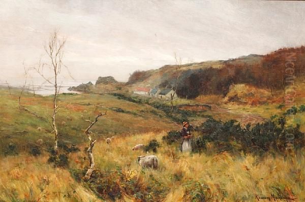 A Coastal Hamlet, With A Girl Tending Sheep Tothe Foreground - view 1