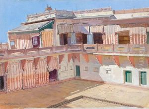 A Snake Boat On The River; Courtyard Interior A Snake Boat On The River; Courtyard Interior