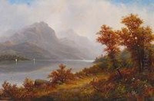 Landscape Scene With Figures By The Lakeside Landscape Scene With Figures By The Lakeside