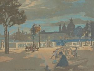 Children Playing On A Terraza, Venice by Charles Hodge Mackie