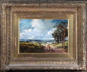 A Woman Carrying A Basket Walking Along A Country Road by Thomas Eyre Macklin
