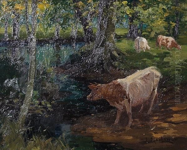 Cows By A River - view 1