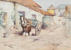 Horse-cart In A Village by Robert Russell Macnee