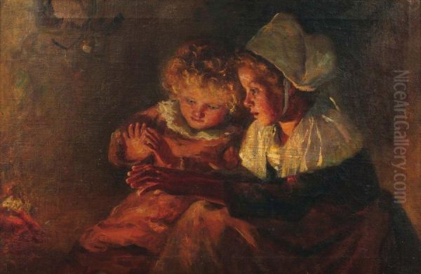 Deux Jeunes Enfants A La Chandelle - view 1