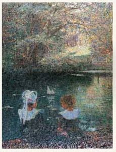 Enfants Jouant Au Bord D'une Riviere Enfants Jouant Au Bord D'une Riviere