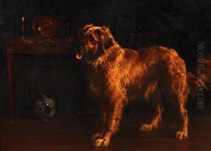 Wendy, Study Of A Retriever Dog In A Domestic Interior by Percy Thomas Macquoid