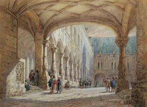 Innenhof Des Palais Episcopal In Luttich by Percy Thomas Macquoid
