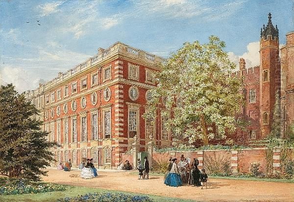 Hampton Court, Showing The Bignonia Catalpa Planted By The Mother Of The Duke Of Wellington, The Finest Tree Of The Kind In England - view 1