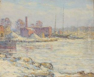 Cos Cob In Winter, A View From The Bush-holley House by Elmer Livingston Macrae