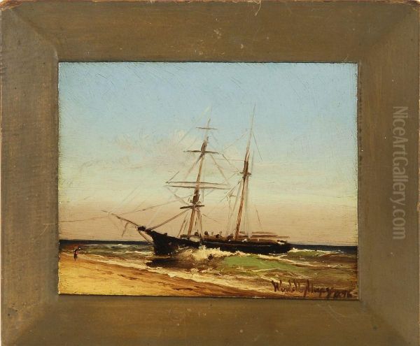 Beached Ship At Sunset - view 1