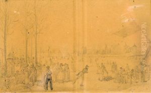 Patinage A L'etang De Saint-josse by Jean-Baptiste Madou
