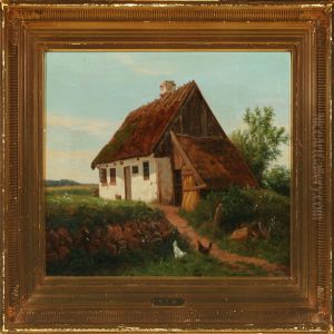 A Farm Exterior by Andreas Peter Madsen