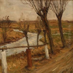 Autumn Landscape With Poplars by Christian Juel Madsen