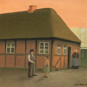 Persons In Front Of Farm House by Jeppe Madsen-Ohlsen