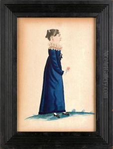 Watercolor Portrait Of A Woman Holding A Flower