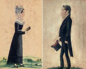 An Associated Pair Of Portraits Of A Gentleman And A Lady by Jacob Maentel