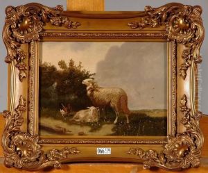 Moutons Et Coq Au Pre