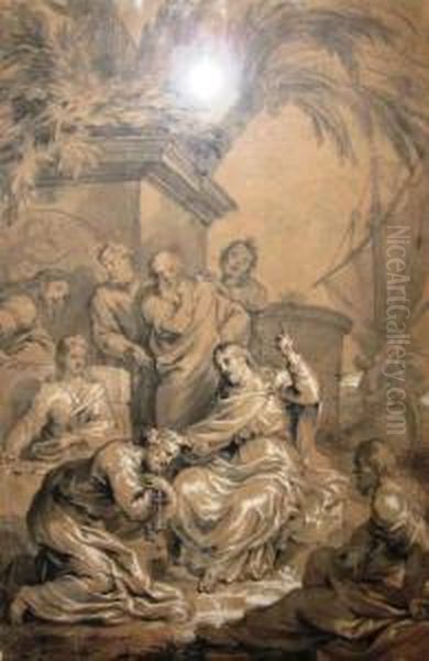 Le Christ Remettant Les Cles A Saint Pierre Entoure D'autres Apotres - view 1